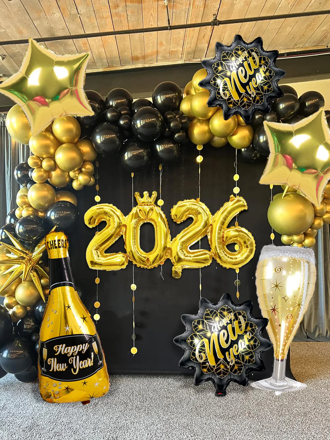 7 قطع/مجموعة 2026 مجموعة بالونات السنة الجديدة، مناسبة لزينة حفلات رأس السنة، وحفلات موضوع السنة الجديدة،