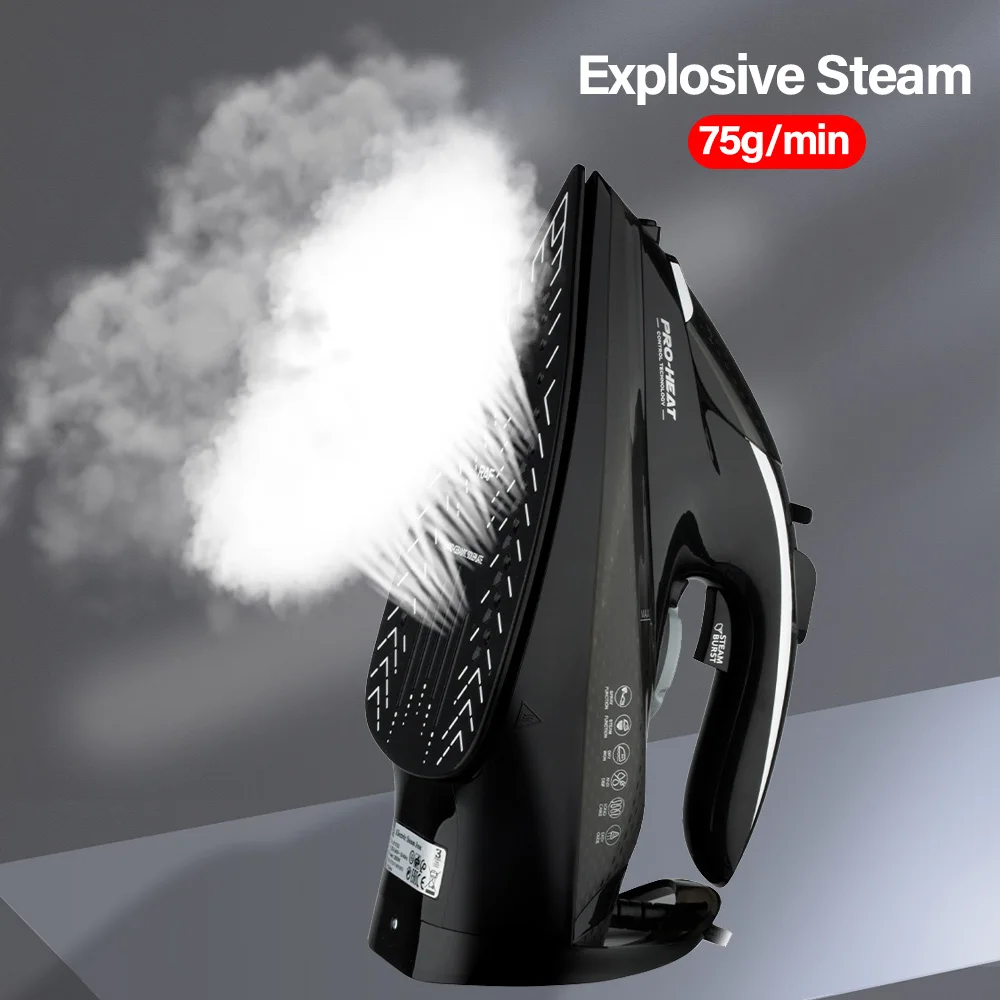 Professional Steam iron For Household Appliance 2200W Cloth Iron With Strong Steam Ceramic Soleplate With Fast Heating