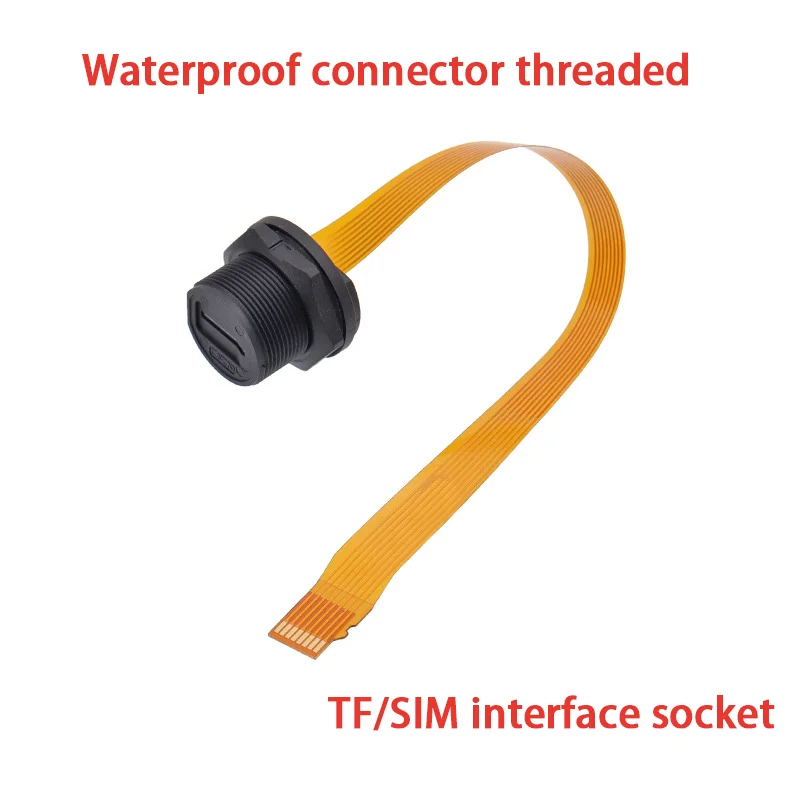 1PCS Waterproof Connector TF/SIM Card Threaded Back Mounted Female Solder Socket With 20cm FPC Cable
