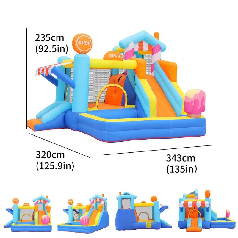 Inflatable Bounce House Slide Jumping bed with Ball Pit Air Blower for Kids open shop theme Trampoline Outdoor Park Amusement