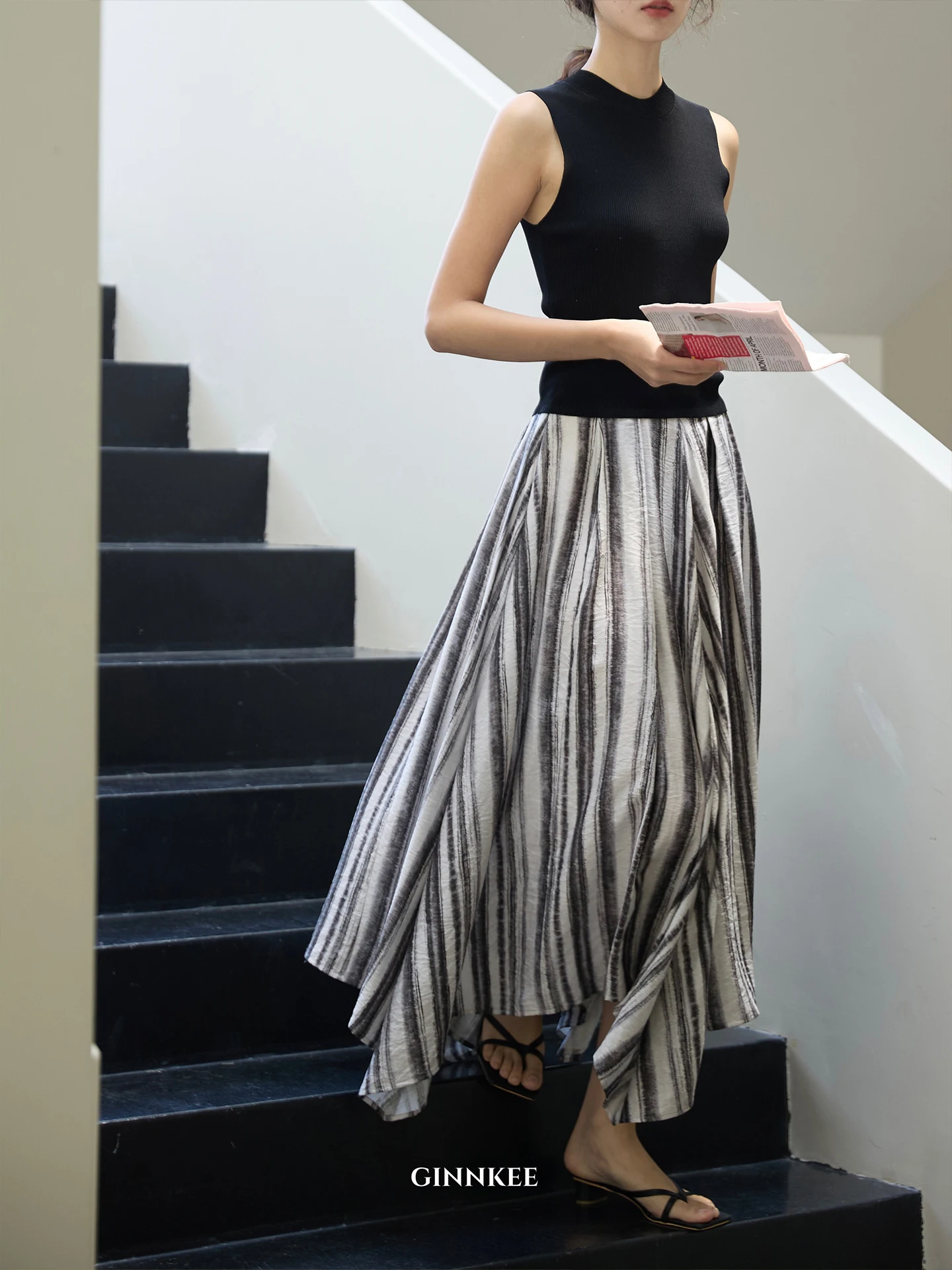 

Artistic Print Asymmetrical A-Line Midi Skirt for Women Summer Season f-length Skirts Faionable Geometric Patchwork