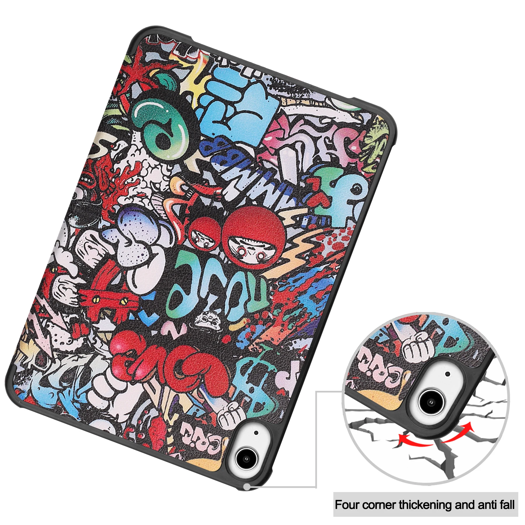 Tri-fold caster hard shell Tablets Case For iPad mini7 2024 mini6 2021 Book Flip Cover with  Auto Wake
