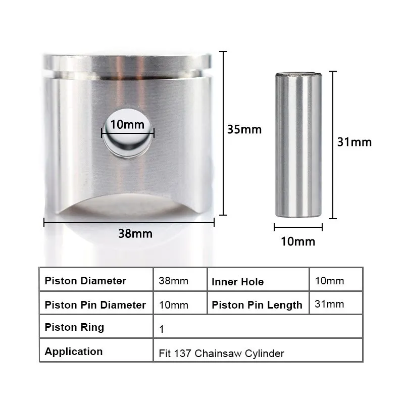 Chainsaw 38mm Cylinder Piston Kit With Piston Rings Cylinder Fit For 137 Chainsaw Piston Set Garden Tool Accessories