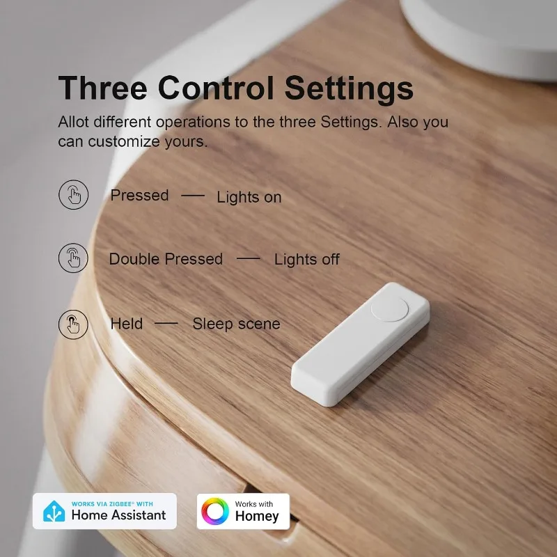 ZigBee Smart Button Paquete de 4, control remoto de 3 vías, requiere concentrador Zigbee, funciona con SmartThings, Aeotec, Hubitat, Home