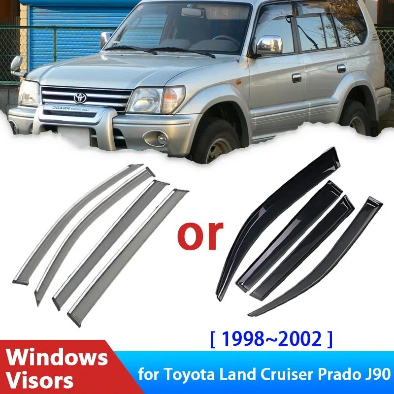 Deflectors for Toyota Land Cruiser Prado J90 LC90 FZJ90 90 1998~2002 Accessories Car Side Windows Visors Rain Eyebrow Sun Visor