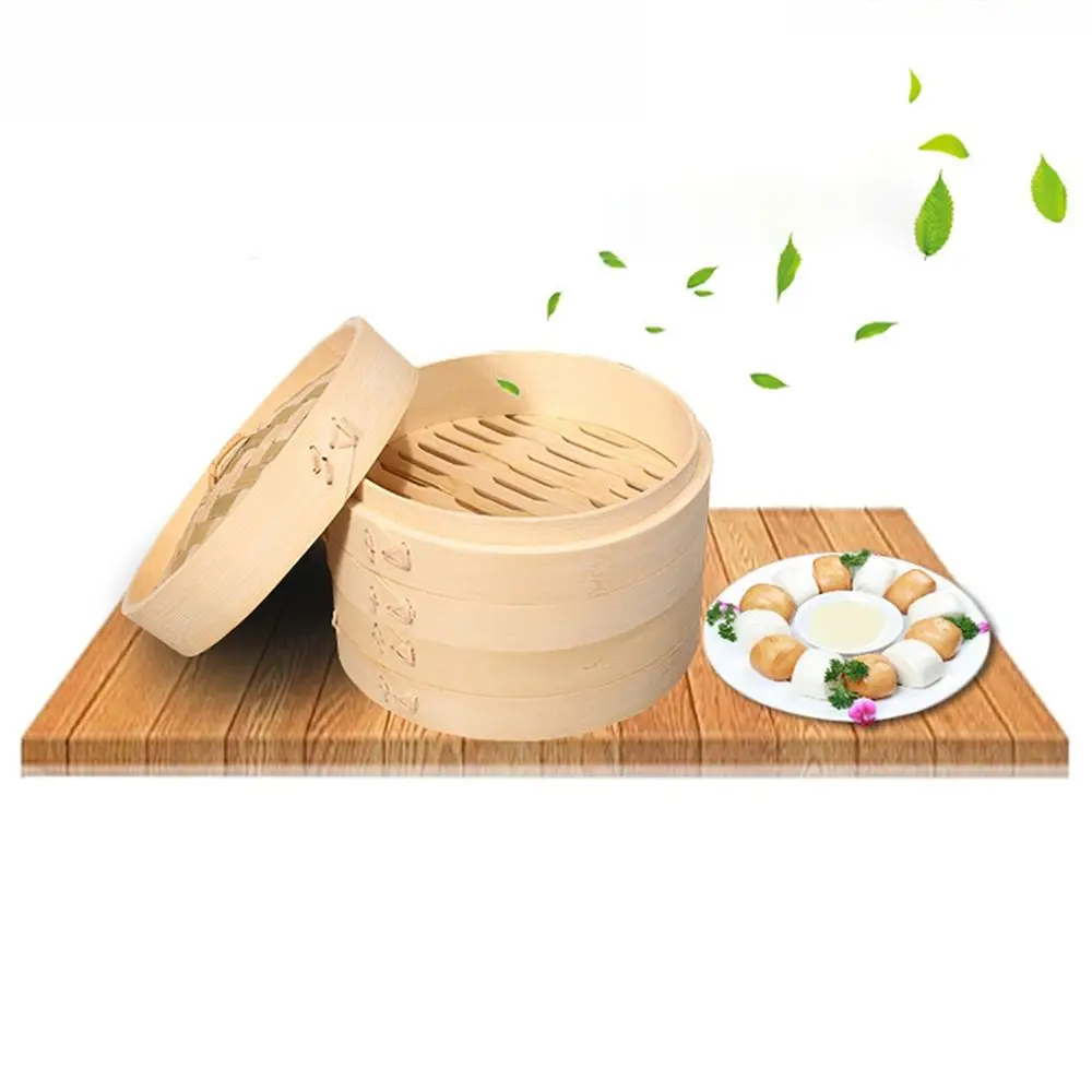 Dumplings 10/15/20cm Basket Tool Cover with Lid Cage Cooker Set Cakeware Bamboo Steamer