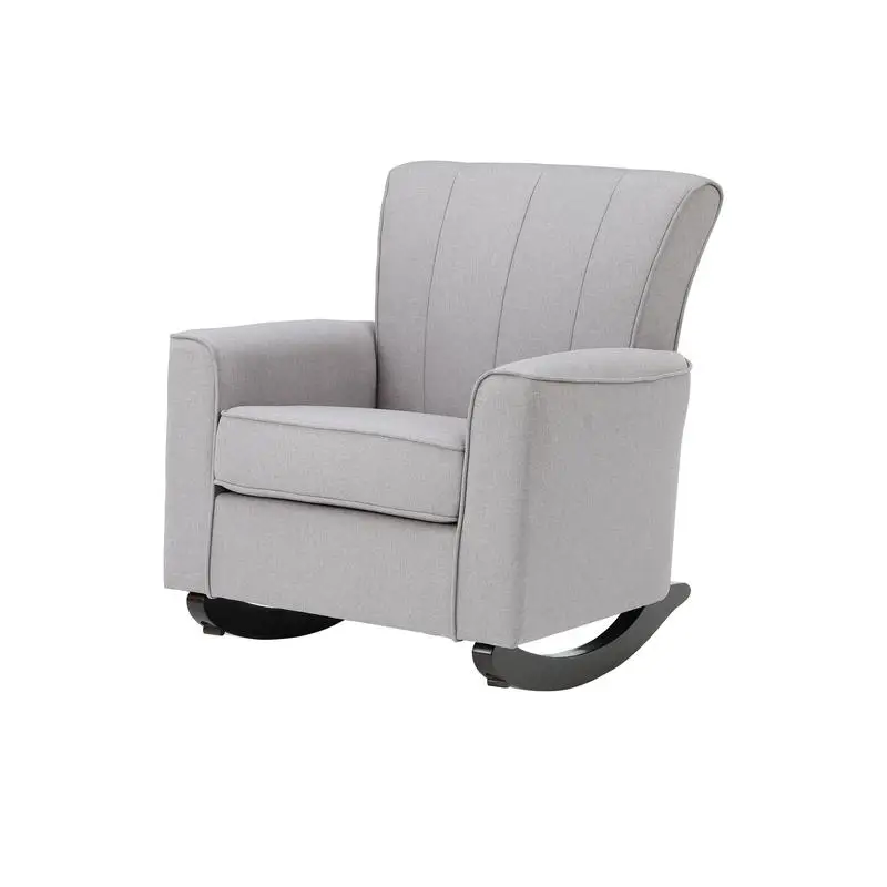 Light Grey Rocking Chair with Track Arms and Comfortable Cushioning for Relaxation and Style in Modern Living Spaces