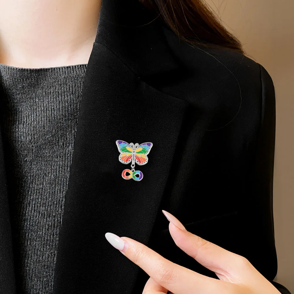 Autistic Pride Brooch ADHD Awareness Enamel Pin Rainbow Butterfly Infinity Symbol Badge Mental Health Neurodiversity Jewelry - view 5