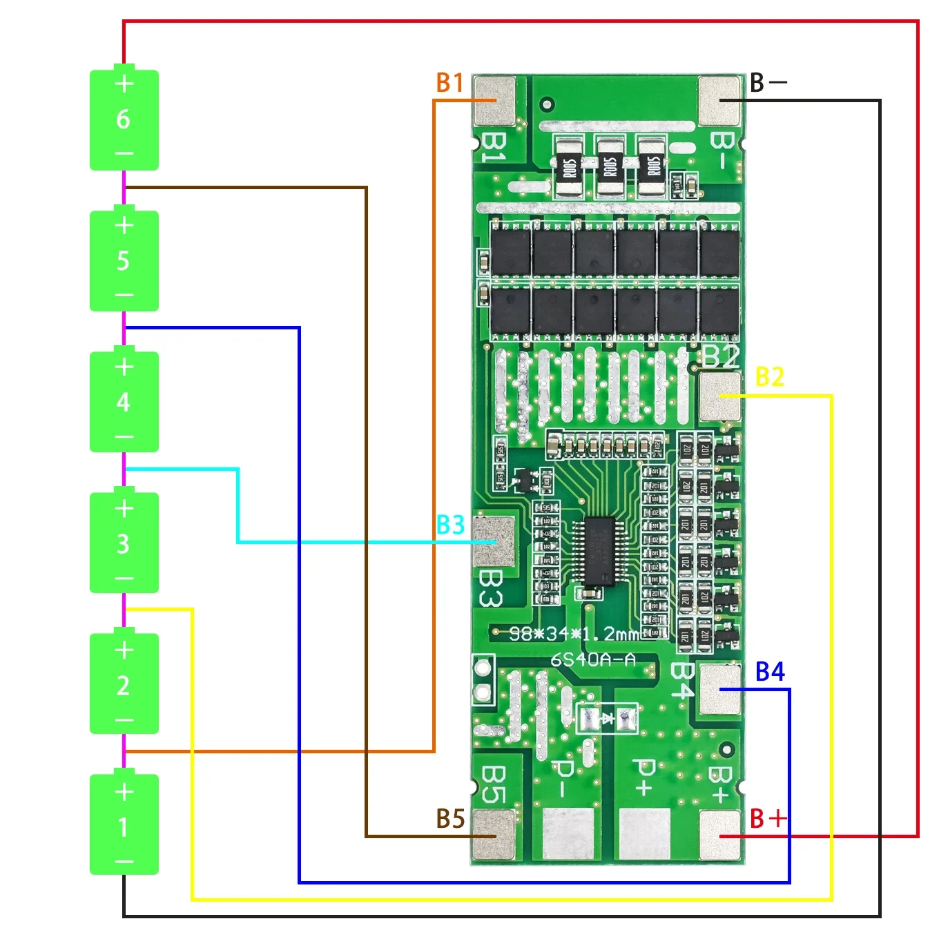 6-string 24V 20A/40A same-port balanced electric vehicle charging protection Solar lighting lithium battery protection board
