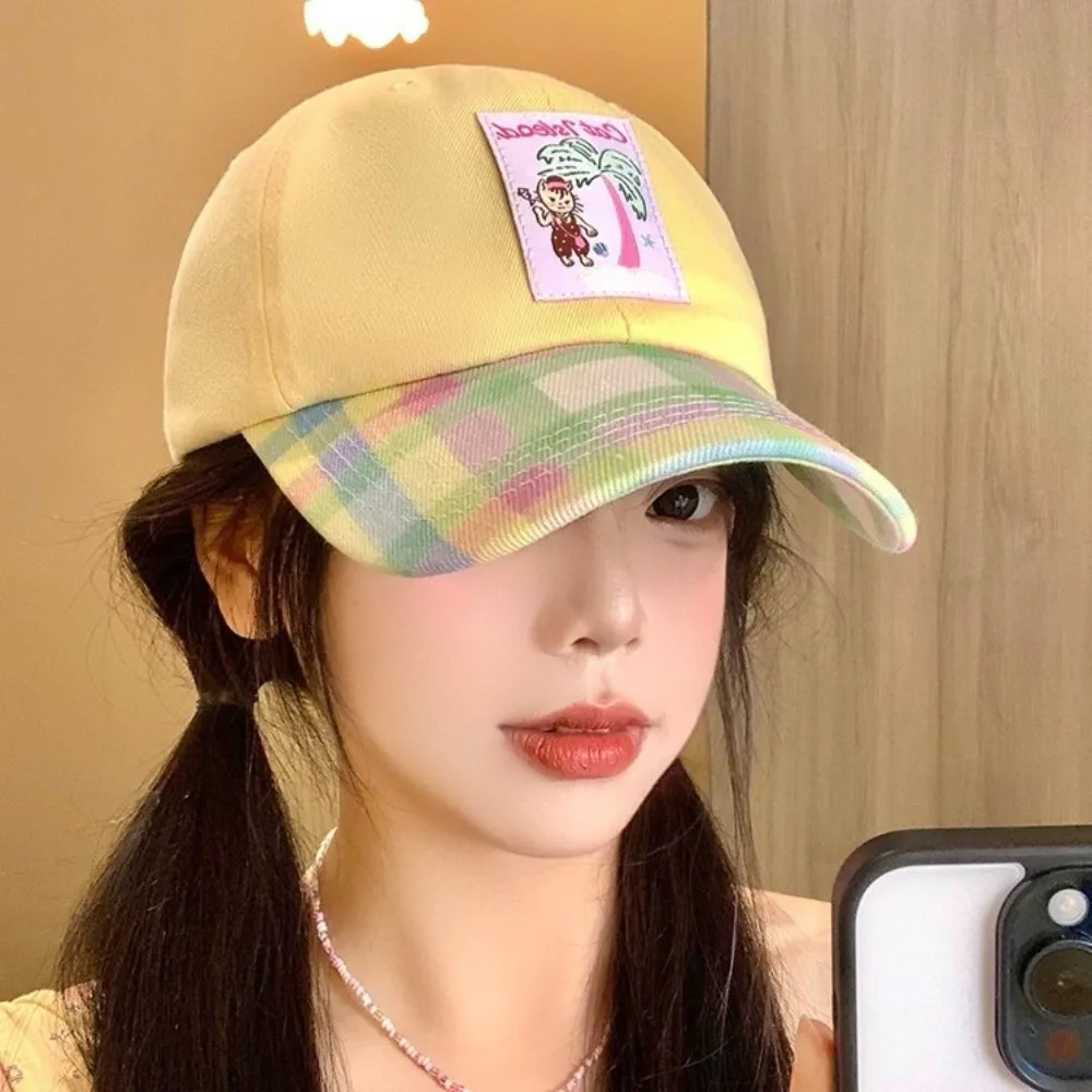 

Casual Korean Baseball Hat Spring Summer Embroidery Peaked Cap Cute Visor Snapback Cap Outdoor