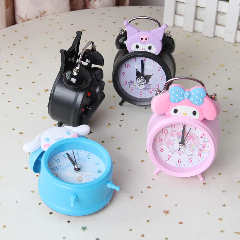 Kawaii Sanrio My Melody Kuromi Cinnamoroll Alarm Clock Student Get Up Dedicated Bedroom Desk Clock Anime Figure Festival Gift