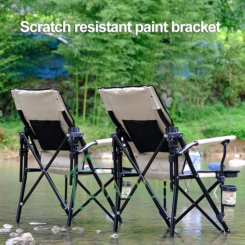 Adjustable Folding Recliner Chair Portable Outdoor Lounge with Padded Armrests Lumbar Support for Camping Picnic Relaxation