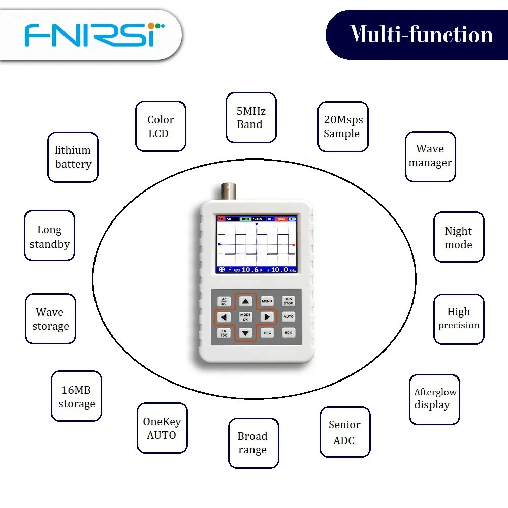 DSO FNIRSI PRO Digital Handheld Oscilloscope 5M Bandwidth 20MS/s Sampling Rate Mini Portable Oscilloscopes