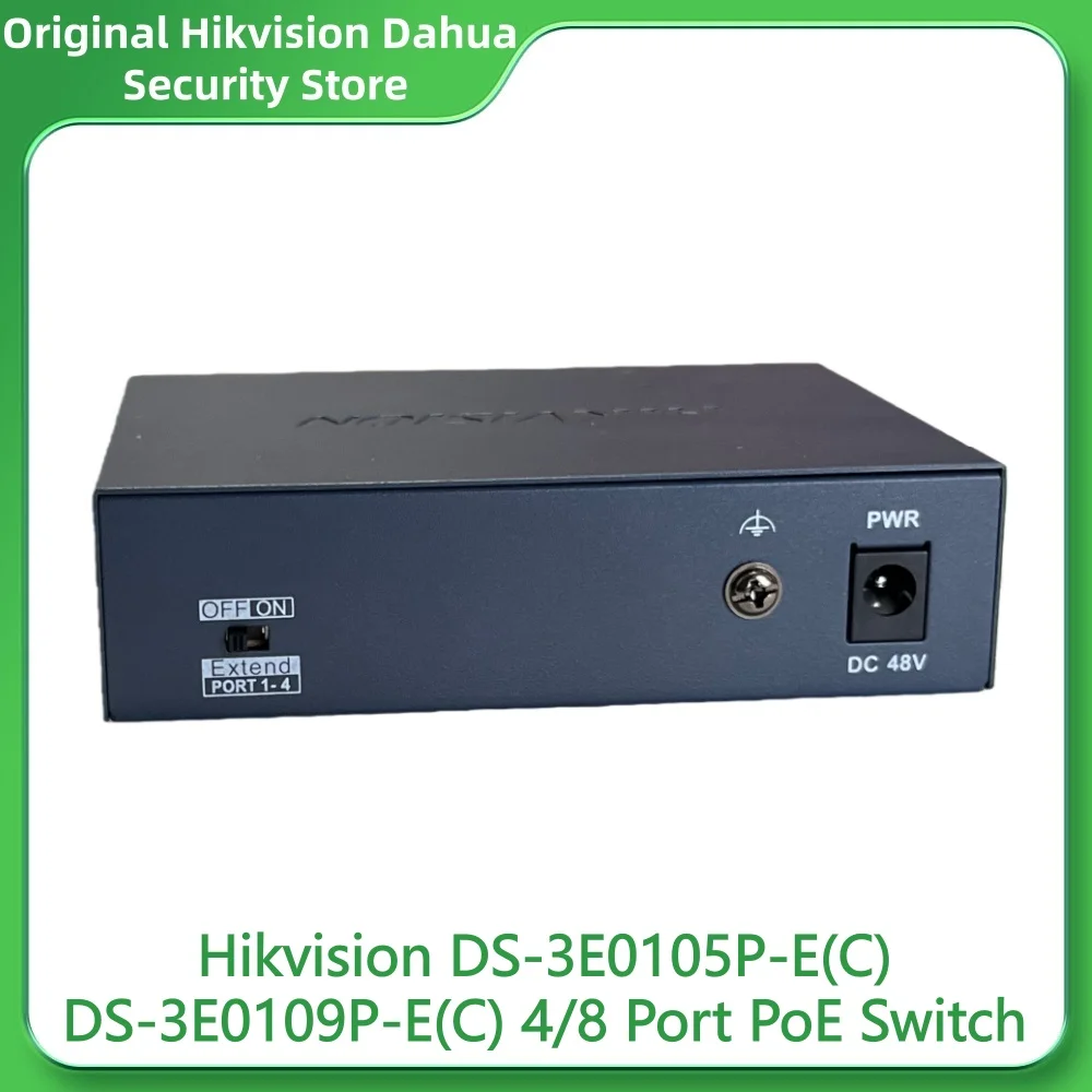 Hikvision DS-3E0105P-E(C) DS-3E0109P-E(C) 4/8 Port PoE Switch 300m Long Range 6KV Surge Protection for IP Camera Video Intercom