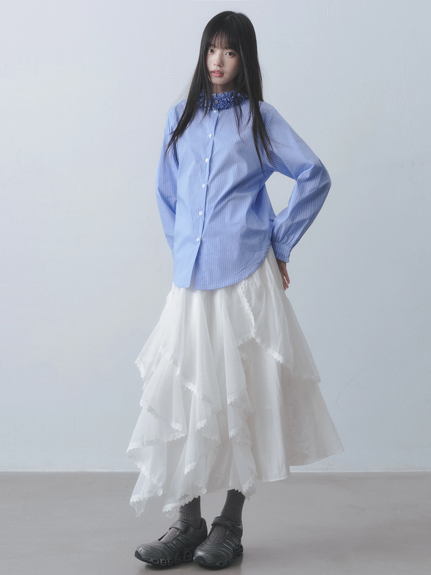 

Юбка Dirl Gentle Cloud Roll, белая, с кружевными вставками, многослойная, средней длины, с асимметричным подолом, на высокой талии, из эластичной ткани, для повседневной носки...