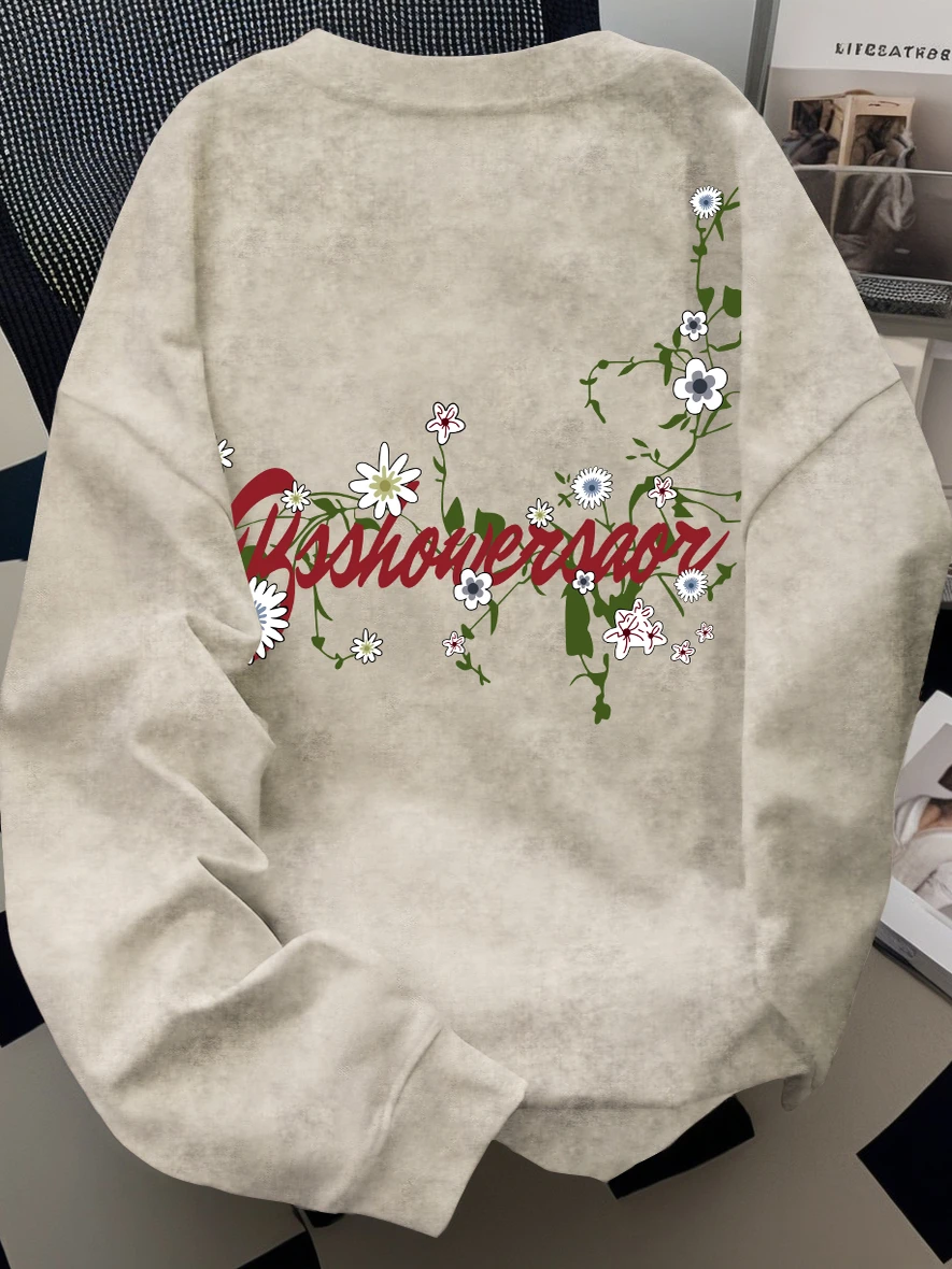 

Свитшот с круглым вырезом и эффектом тай-дай, весна-осень, универсальный, брендовый, американский стиль, мужская и женская одежда