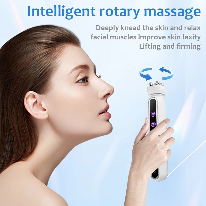 3 in1 EMS مكركرنت الوجه EMS الدورية الأسطوانة التدفئة العين الوجه الخامس خط الفوتون سحب تدليك تجديد أدوات العناية بالجمال