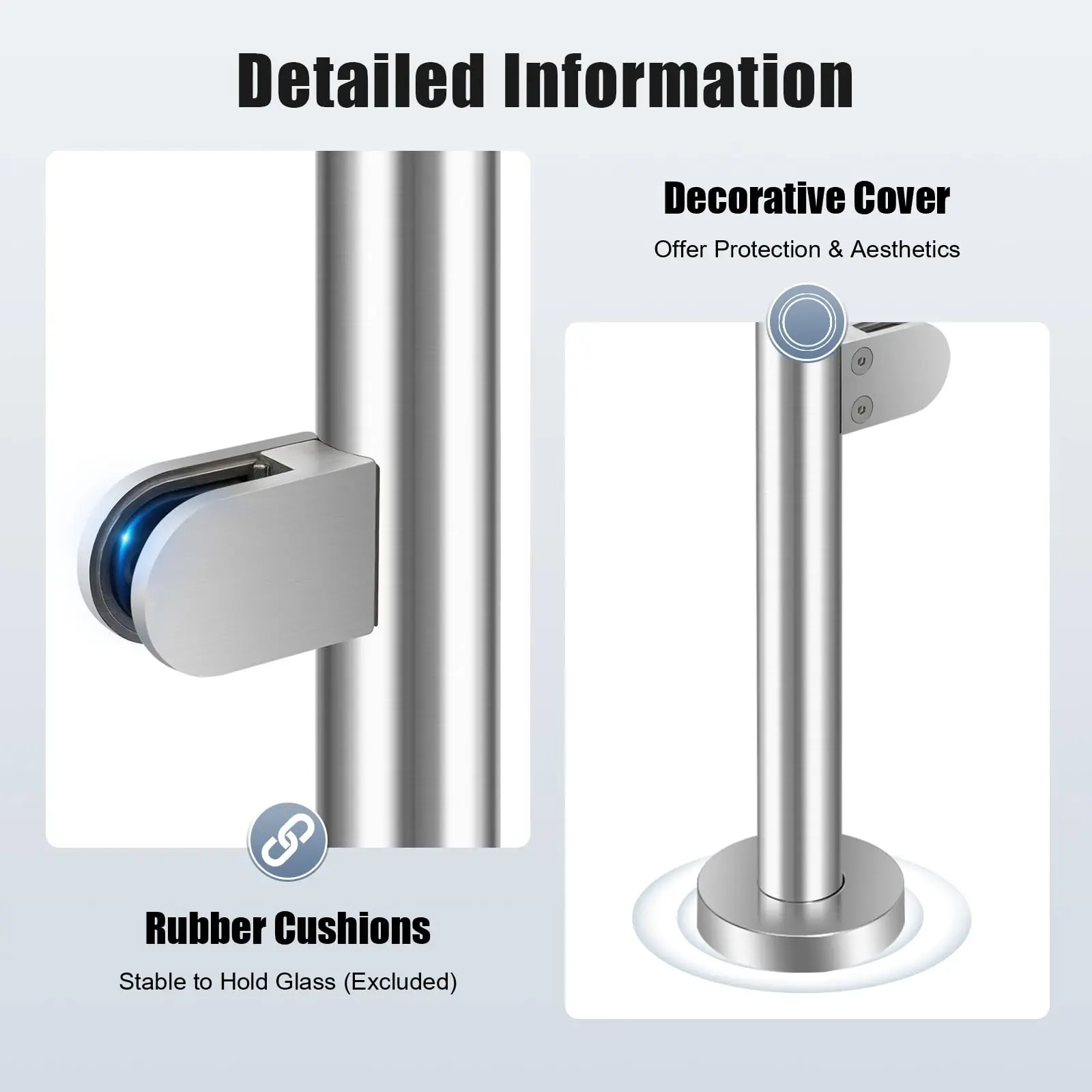 Glass Stair Railing Post System, 90Cm/35.43In Stainless Steel Middle Post Glass Balustrade Railing Post Indoor & Outdoor Guardra