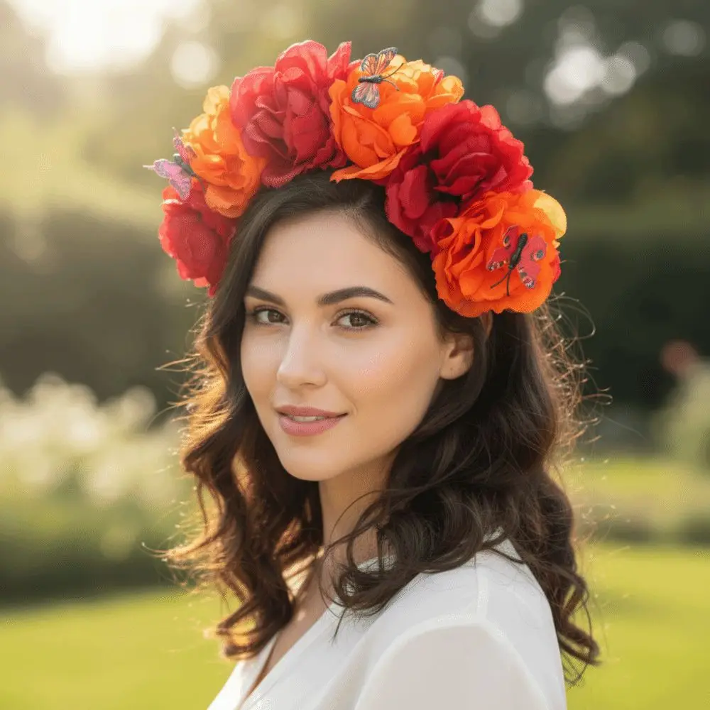 

Lightweight Artificial Camellia Headband Realistic Comfortable Halloween Hair Accessory Simulated Fabric Material