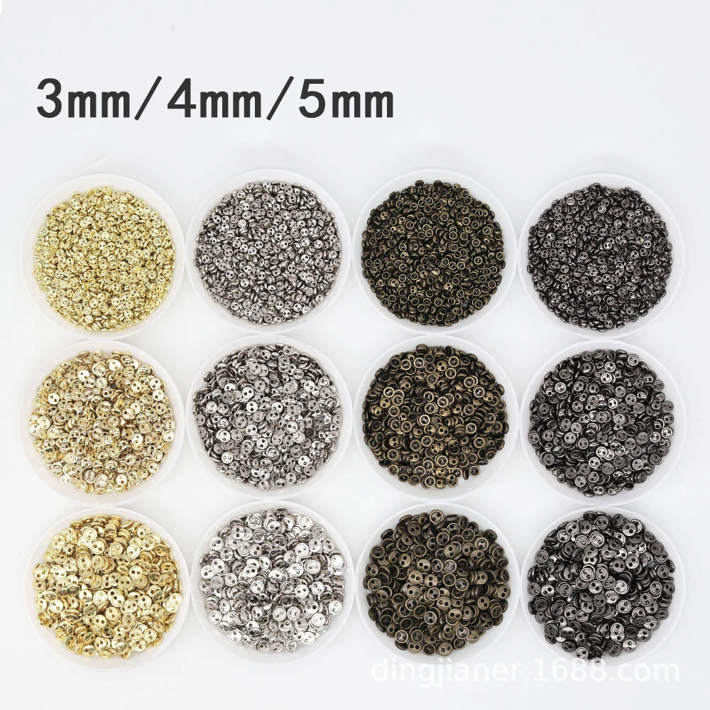 100pcs 3/4/5/mm Mini Metal Buttons for DIY Doll Clothes Round Buckles 2 Holes Handmade Card Making Scrapbooking Buttons Sewing