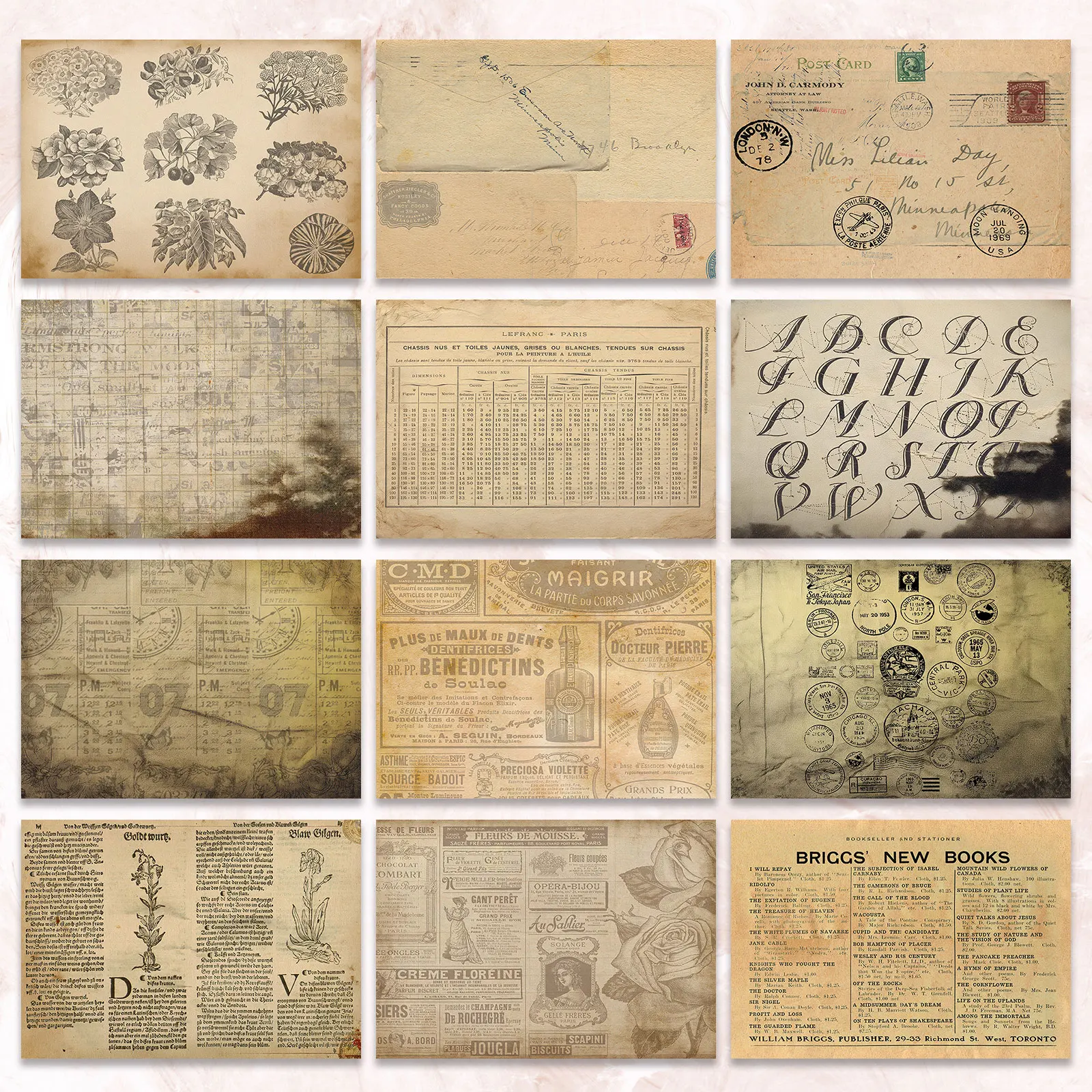 36 ورقة مقاس A5 (صحيفة إنجليزية حنين) لقطة ورق رقيق لمذكرات الرصاصة، ومجلة غير المرغوب فيها، وخلفية بطاقة المعايدة #4