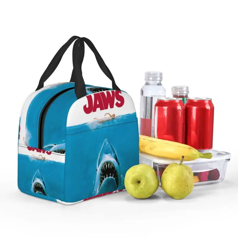 Jaws Insulated Lunch Bag for School Office Horror Movie Leakproof Cooler Thermal Bento Box Women Kids