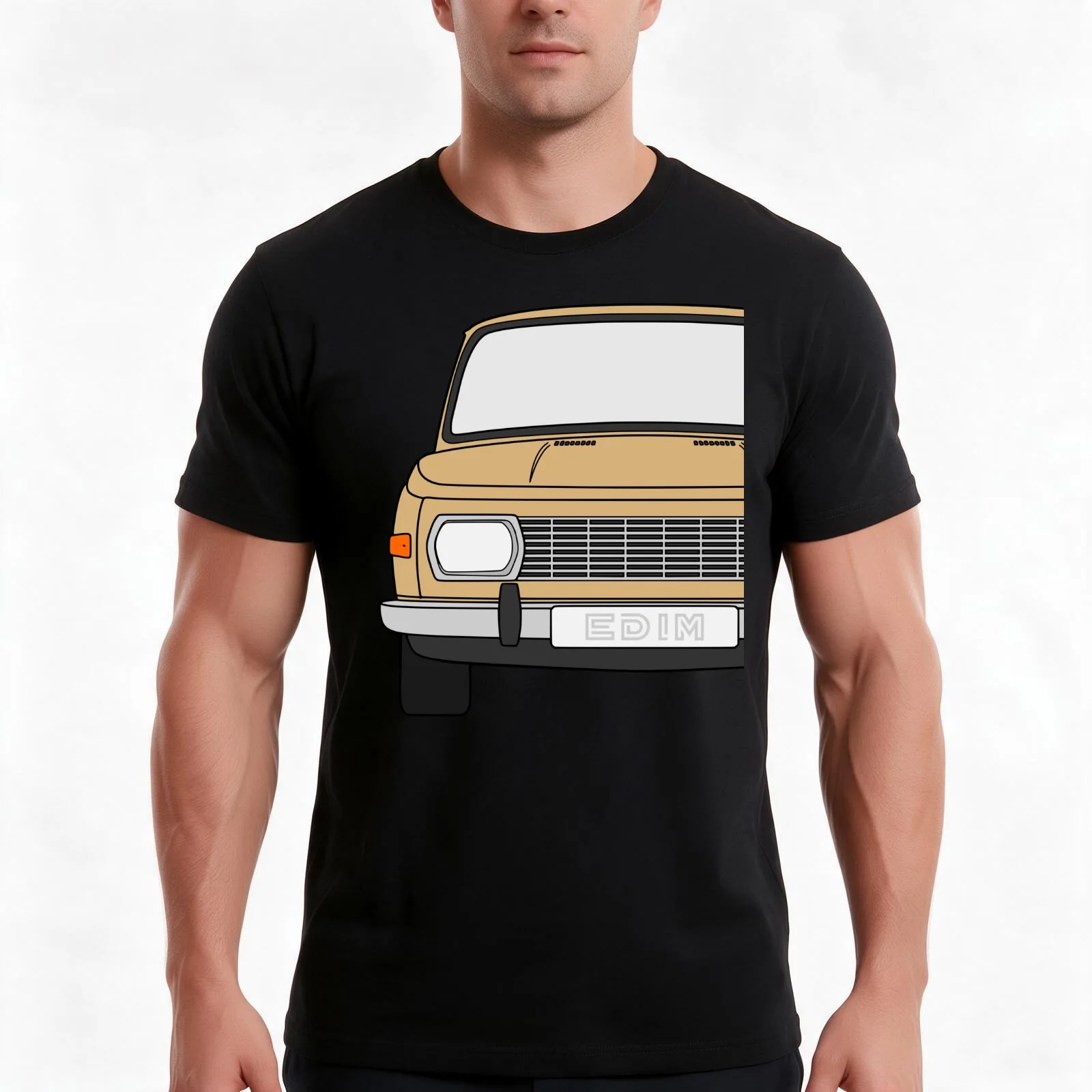 Wartburg 353 beige color T-Shirt, Summer Casual Cotton Tee, Oversized Streetwear Tops, Vintage Graphic Print, Unisex Men Women