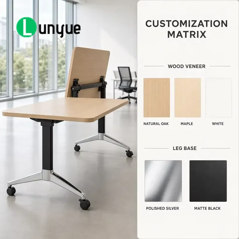 Large Folding Conference Table Set Modern Office Furniture Flexible Removable Nested Training Desk for Meeting Room Space