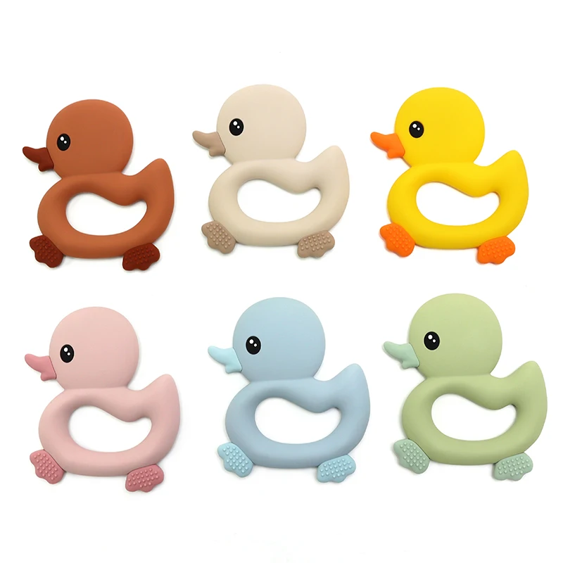 2026 Baby Duck Shape Teether cartoon Swimming Duck Silicone Teether Baby Toy Teething Accessories