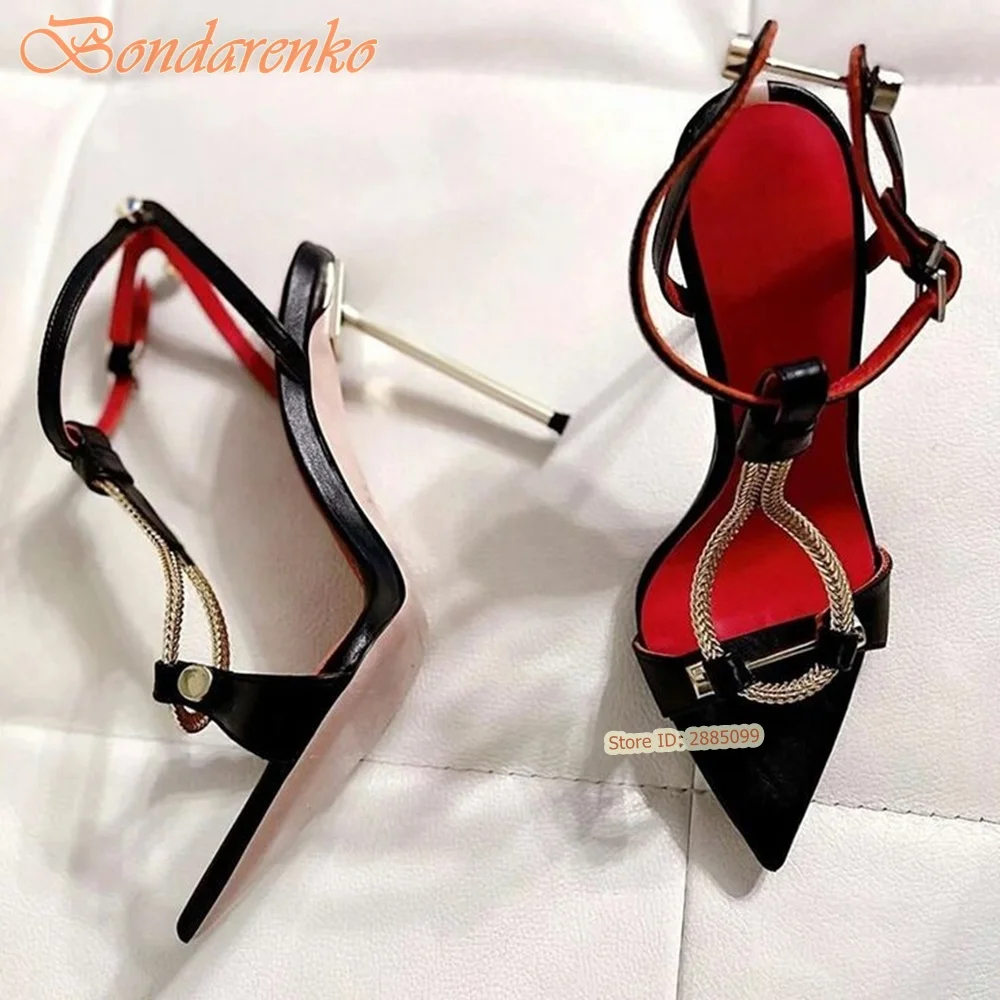 

Metal Ring Rivet Sandals Pointy Toe Buckles Straps Stiletto Heels Women Sexy Shoes Summer Designer Casual Sandals Big Size New