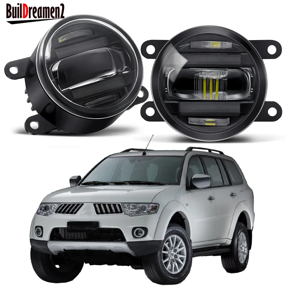 

2в1 передний бампер автомобиля противотуманные фары с DRL для Mitsubishi Pajero IV V8_W V9_W 2007-2012 30 Вт алюминиевые светодиодные противотуманные фары дневного света