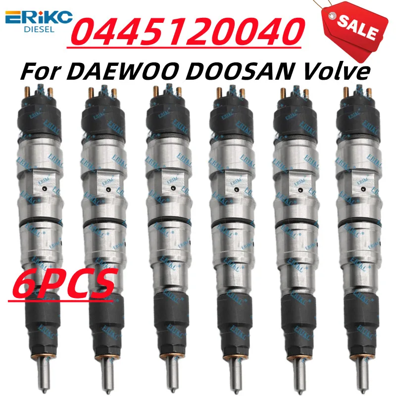 6 PCS 0445120040 Diesel Engine Fuel Injector 0 445 120 040 Injections Common Rail 0445 120 040 fit for DAEWOO DOOSAN Volve