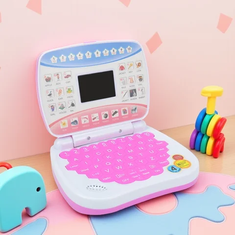 English Learning Small Laptop Toy for Kids 2-3 Years. Boys and Girls Computer for Aphabet ABC.Numbers.Words.Spelling.Maths.Music