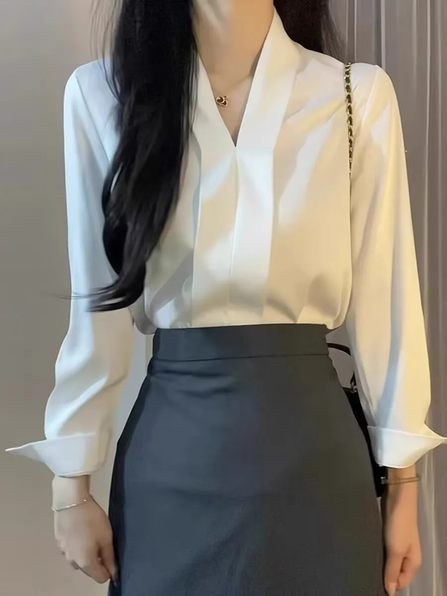 Frühling Sommer Langarm Büro Damen Bluse Frauen Casual Shirts Tops Mode Weibliche OL Pullover Blusen Chiffon Blusas