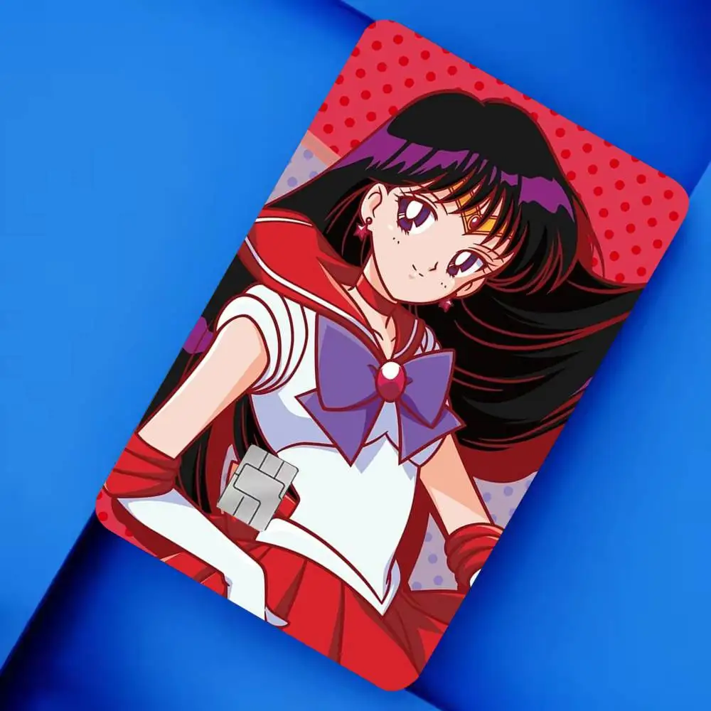 S-Sailor Moon Hino Rei 4pcs 1Set Film Skin for Debit Credit Bank Visa Card Decal Cover
