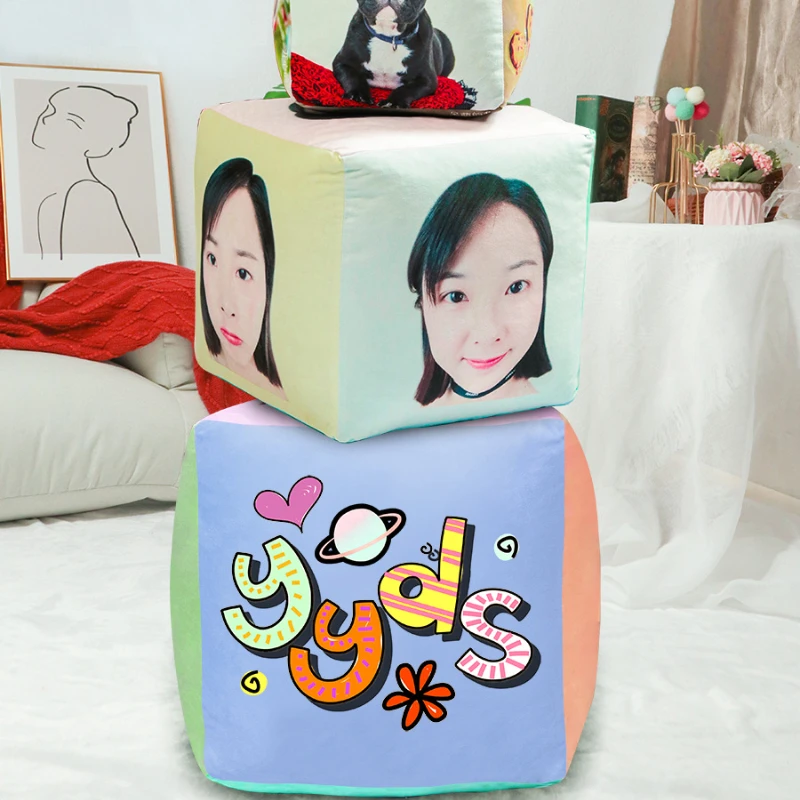 

Home decorations Photo Customized Double Sided Printed Cube Photo Pillow Six Sided cartoon Pattern Text Logo Pet Picture