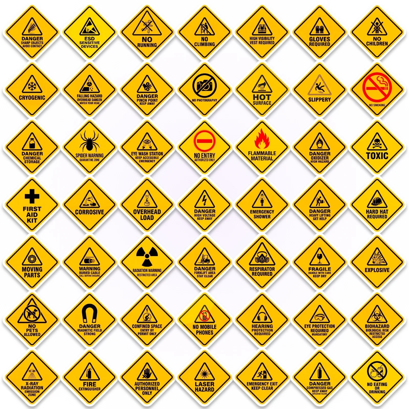 50-Pack Yellow Danger Warning Label Decals Waterproof Adhesive Stickers for Phones Tablets Guitars Helmets Notebooks Stationery view 4