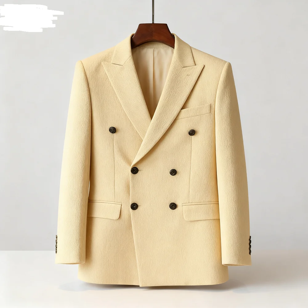 

Деловой двубортный пиджак, новый пиджак с длинными рукавами, эластичный пиджак стандартной длины, профессиональная рабочая одежда 3XL