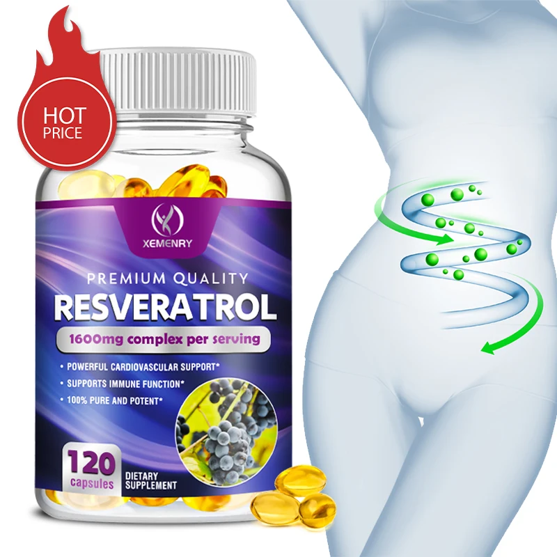 Resveratrol 1600 Mg-Met Groene Thee, Druivenpitextract En Quercetine Om De Spijsvertering Te Ondersteunen