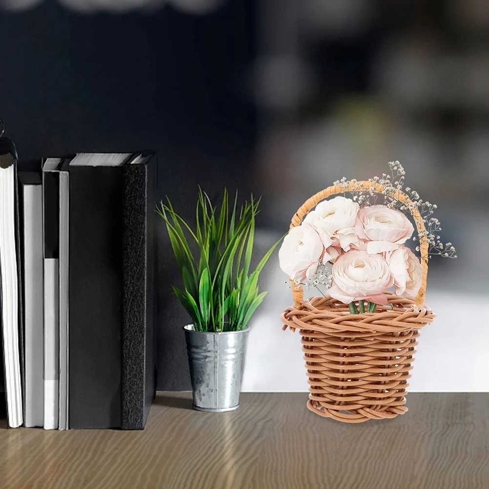 

10Pcs Mini Rattan Woven Basket Set Delicate Small Baskets for Home Office Garden Wedding Decor Floral Arrangement Pretend Play