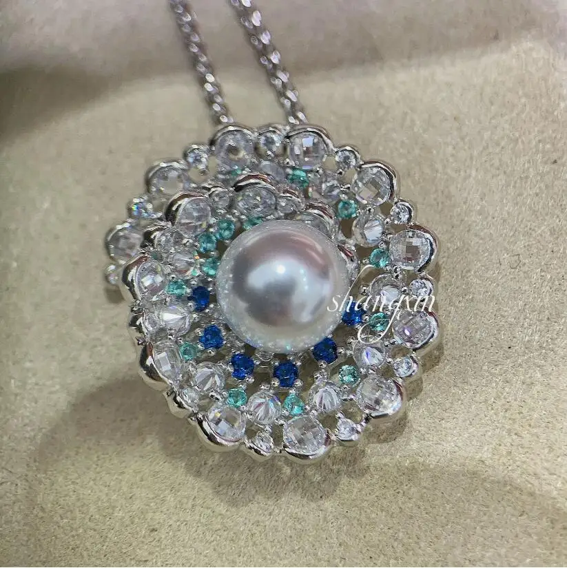 

gorgeous 10-11mm south sea white round pearl pendant 925s