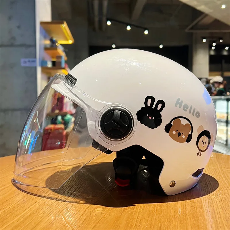 New National Standard 3C Certified Electric Vehicle Helmet,Cartoon Style,Simple Design, Women'S Motorcycle Safety Sun Protection
