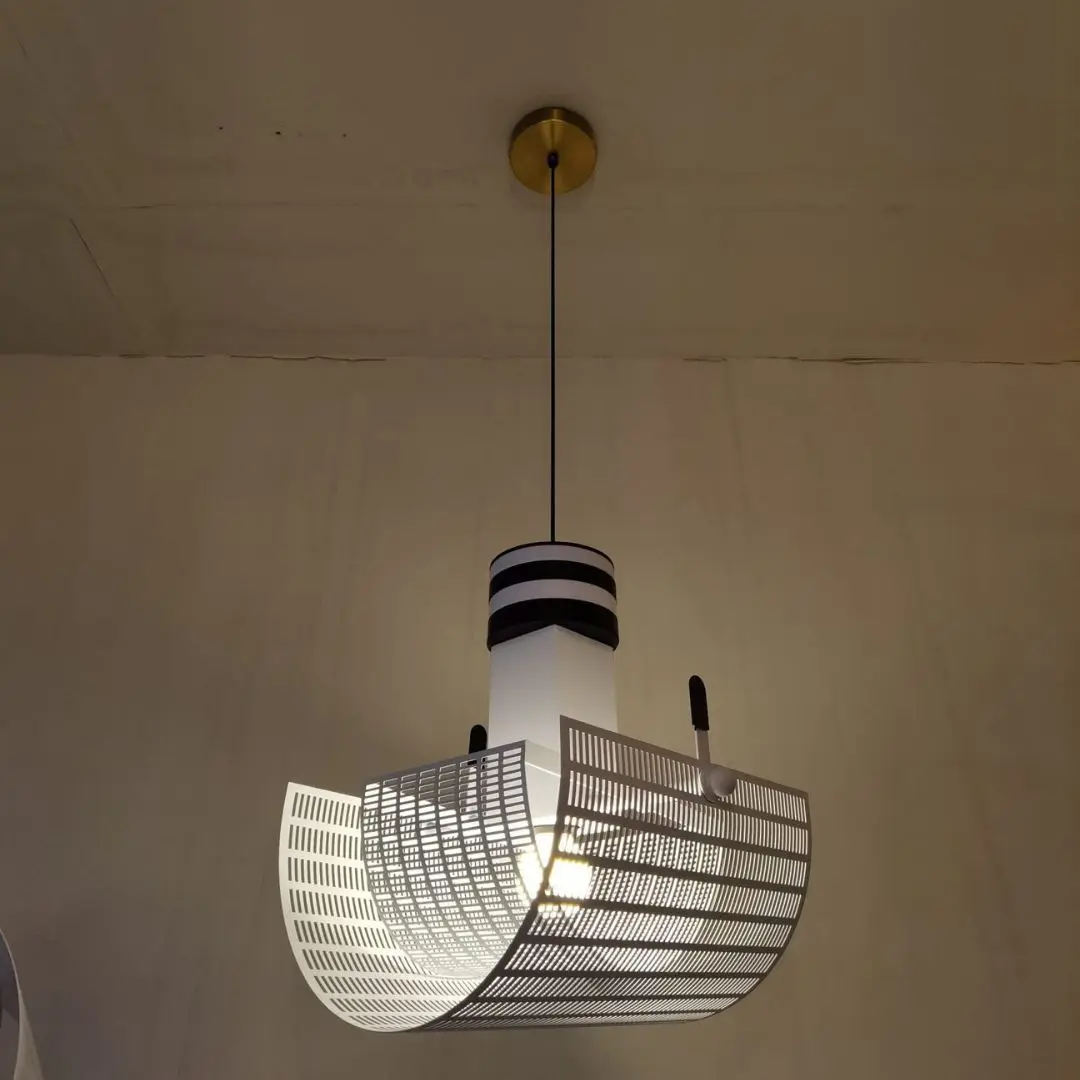 

Nordic Led Designer Black White Stripes Creative Chandelier for Living Room Bedroom Bedside Sofa Grid Art Hanging Light Fixture