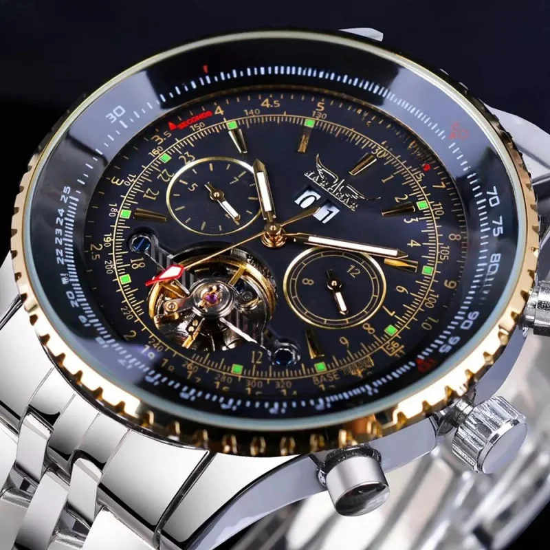 

jaragar European and American Leisure Fashion Large Dial Mechanical Watch Hollow Automatic Mechanical Watch