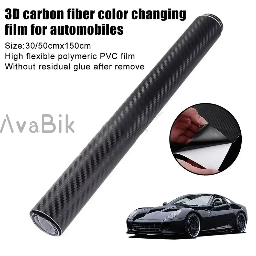 

3D Black Carbon Fiber Vinyl Wrap Films Waterproof Like 3M Quality Initial Low Tack Glue FOR Motorcycles Auto Laptop Skin Styling