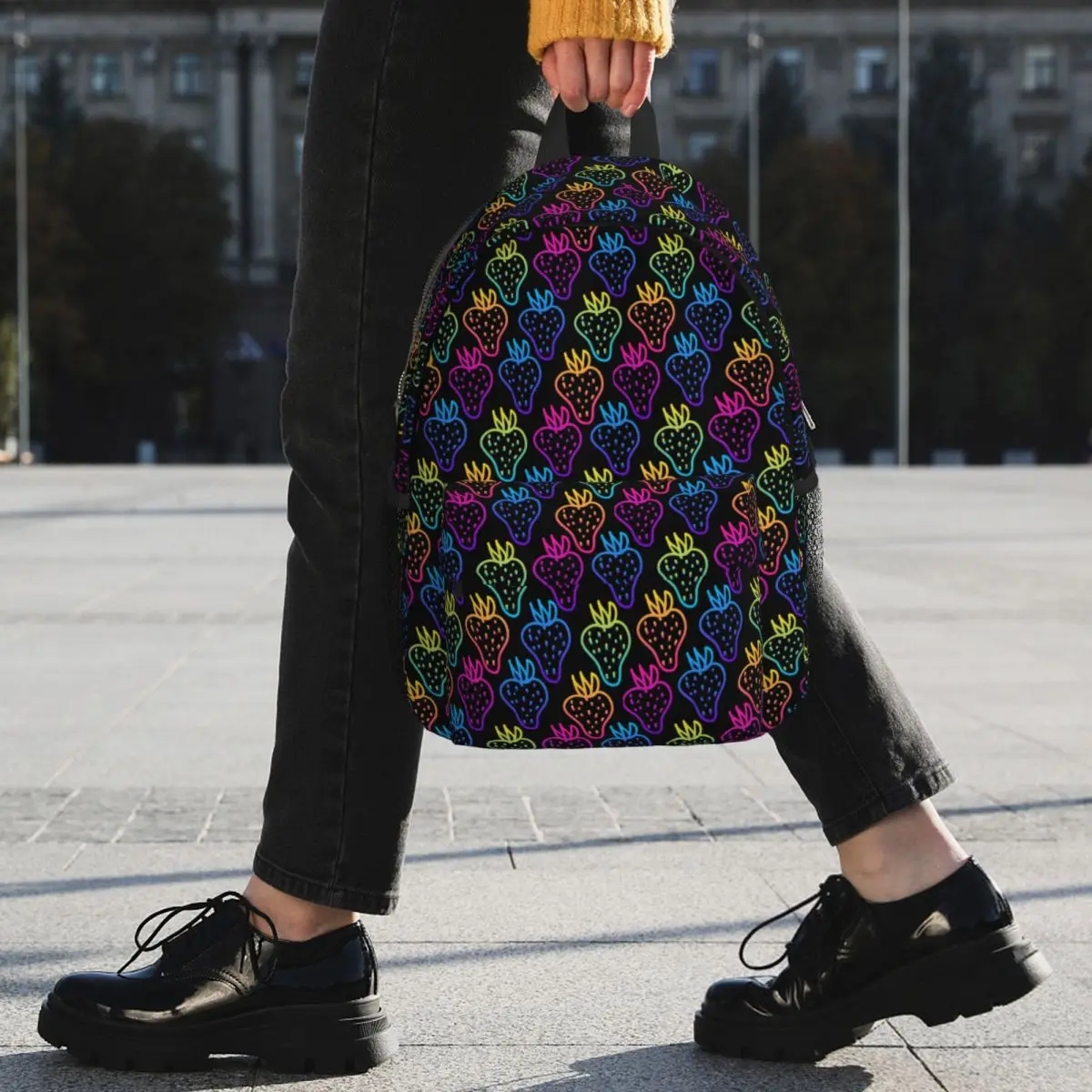 Abstract Rainbow Strawberry Backpack Student BookBag Children School Bag Computer Shoulder Bags for Boys Girls