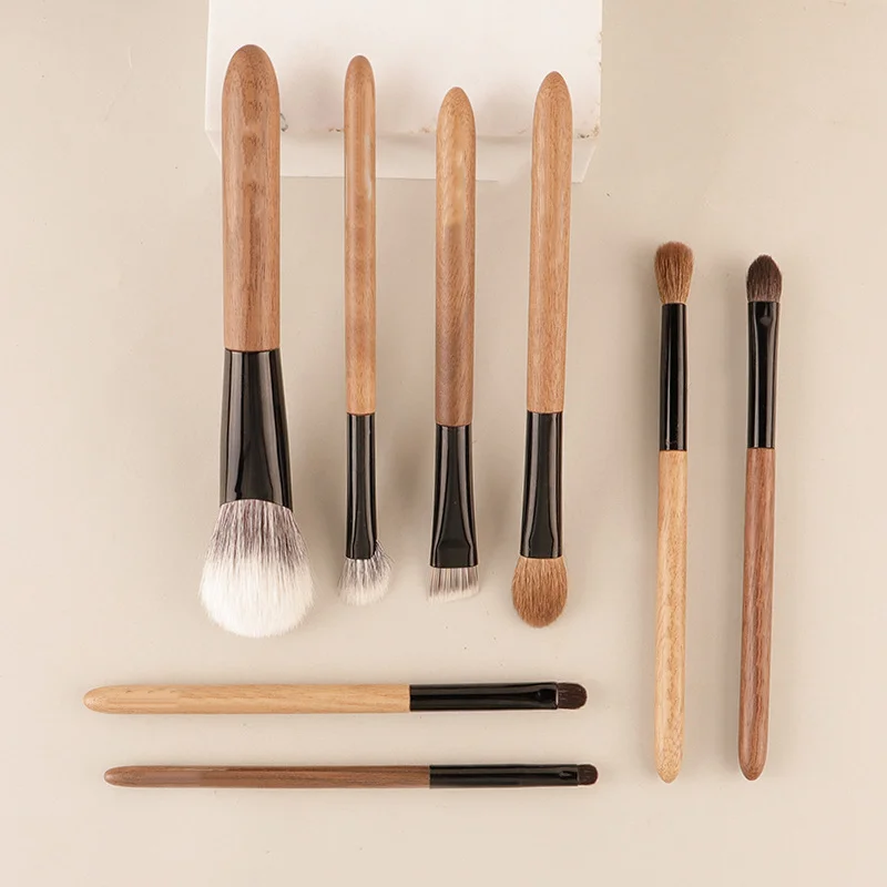 8pcs set of animal hair makeup brushes, eyebrow brush, eye shadow brush, blush brush, contour brush, brightening brush set