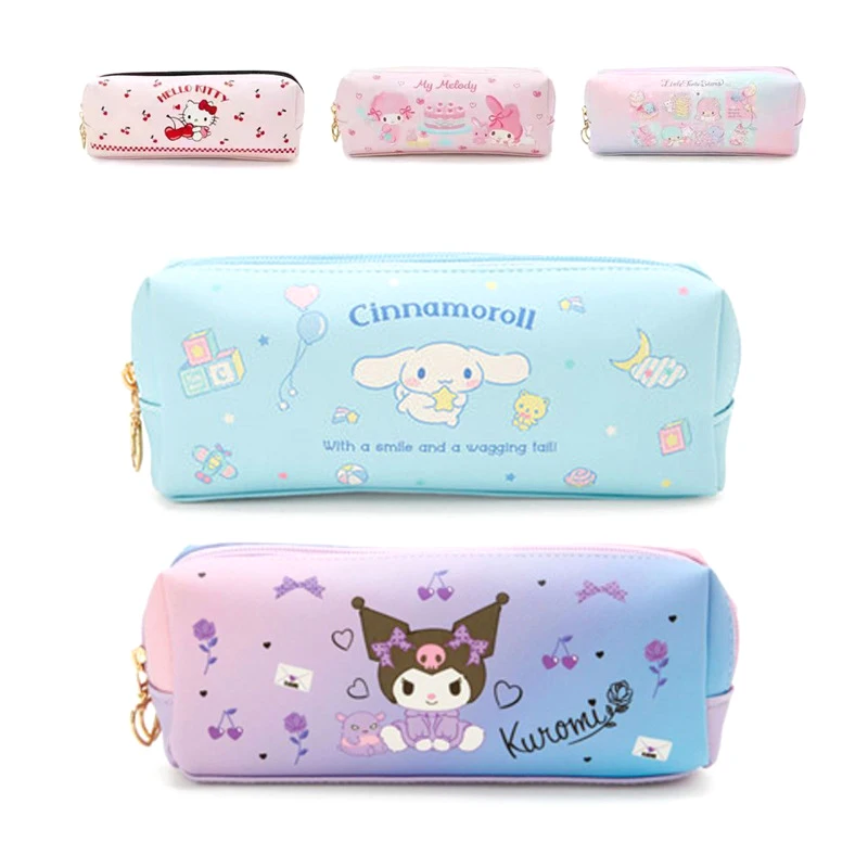 Kawaii Cartoon Anime Double Layer Pencil Case High-capacity Travel Storage Bag Creative Zipper Pen Bags Stationary Gifts