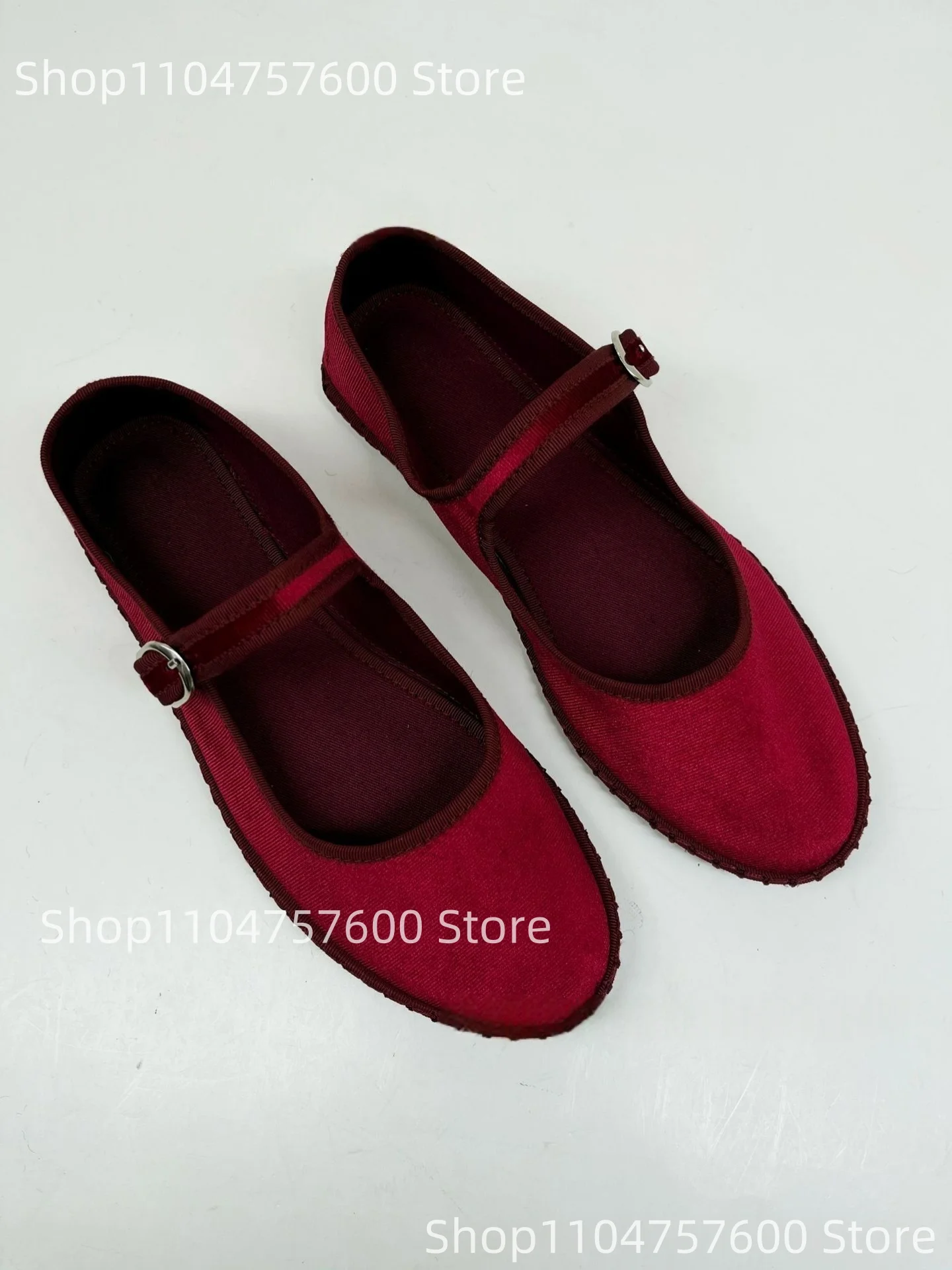 

2025 Designer New Autumn Pointed Toe Flat Suede Women's Ballet Shoes Casual Retro Buckle Woven Large Size Ladies Single Shoes