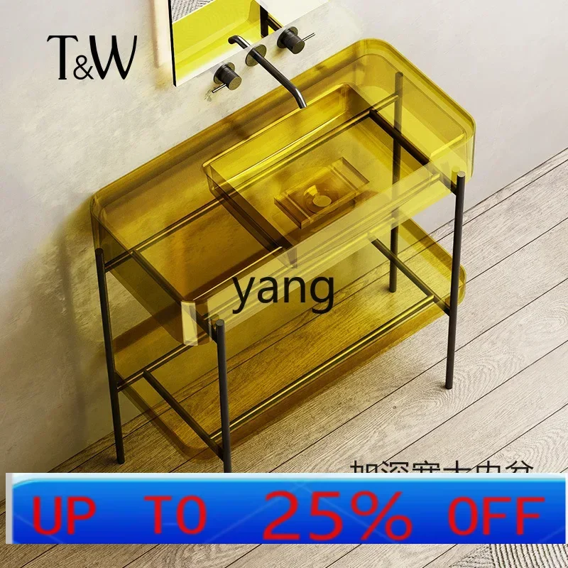 

CX transparent resin bathroom cabinet basin removable double wash basin color household wash